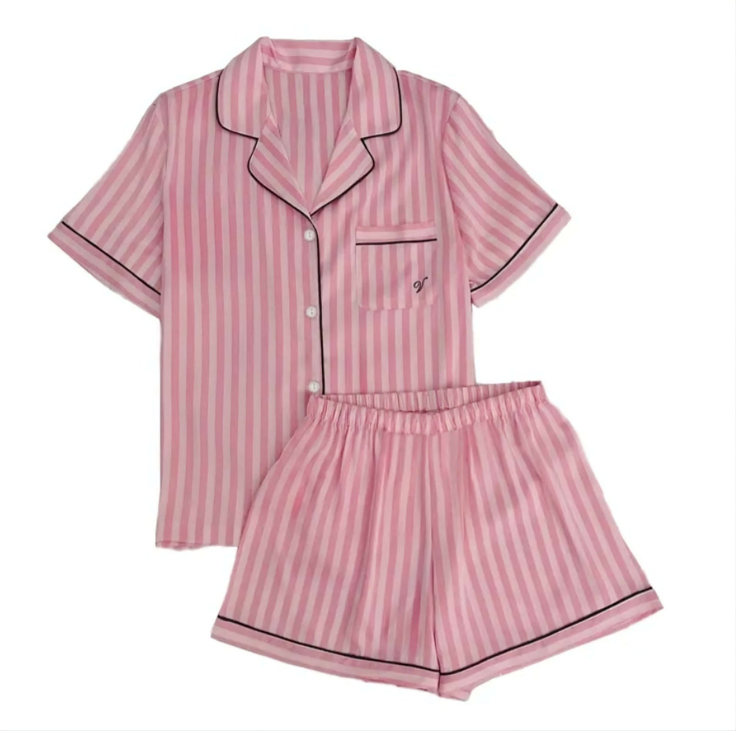 Women's Sleepwear Striped Satin Silk Pajama Set